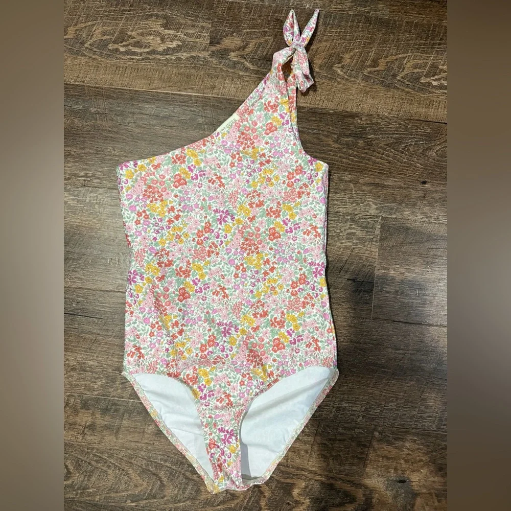 One-Shoulder Floral Kids' Swim One-Piece